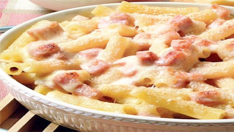 Gratin de pâtes au jambon façon Cyril Lignac