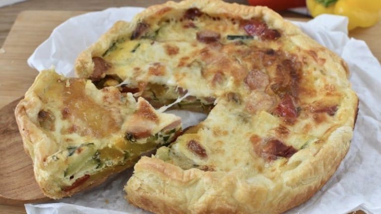 Tarte aux courgettes et saucisses